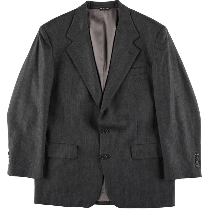 BILL BLASS Stripe Pattern Wool Tailored Jacket, Made in USA, Men's Size L (approx.) wool gray type Vintage Second Hand