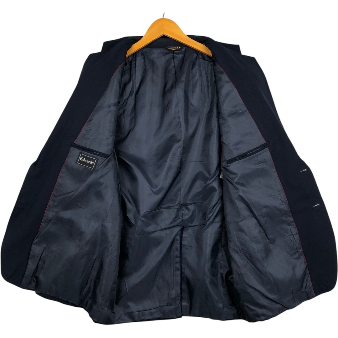 Edwards Navy Blazer Tailored Jacket, Made in USA, Men's Size L (approx.) unclear navy blue type Vintage Second Hand