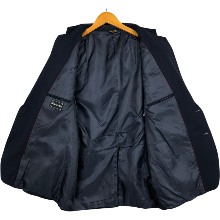 Edwards Navy Blazer Tailored Jacket, Made in USA, Men's Size L (approx.) unclear navy blue type Vintage Second Hand