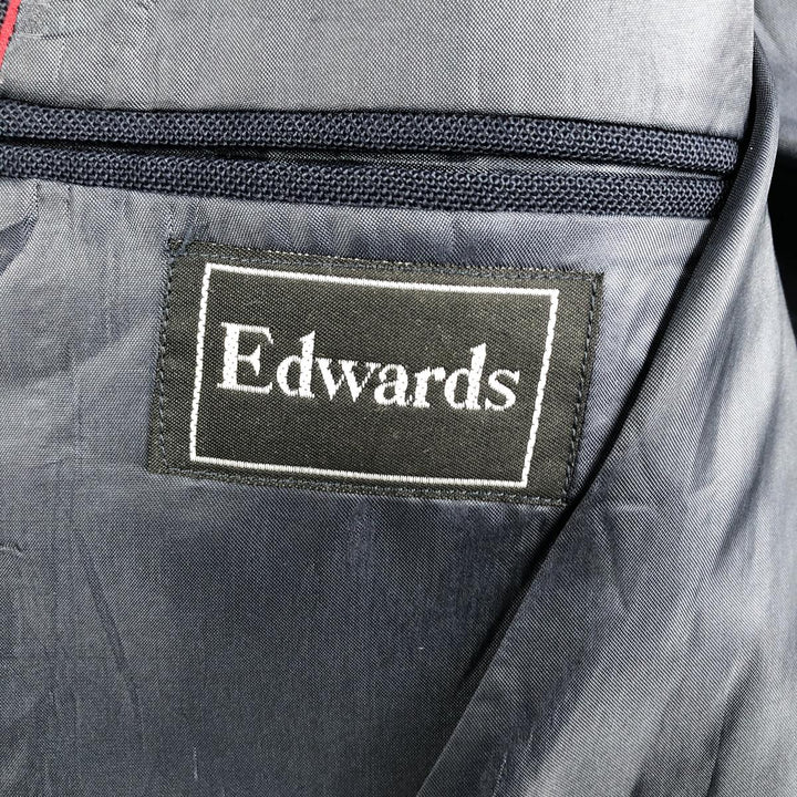 Edwards Navy Blazer Tailored Jacket, Made in USA, Men's Size L (approx.) unclear navy blue type Vintage Second Hand