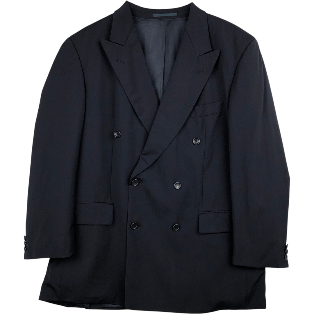 Hugo Boss Peak Lapel Double-Breasted Wool Tailored Jacket, Men's Size XL (approx.) wool navy blue type Vintage Second Hand