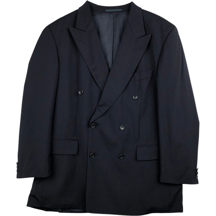 Hugo Boss Peak Lapel Double-Breasted Wool Tailored Jacket, Men's Size XL (approx.) wool navy blue type Vintage Second Hand