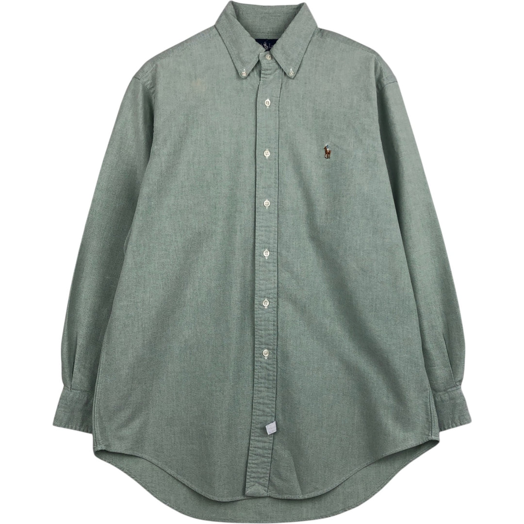 Ralph Lauren long-sleeved button-down shirt, Oxford fabric, men's size L (approx.) cotton Mint green Vintage Second Hand