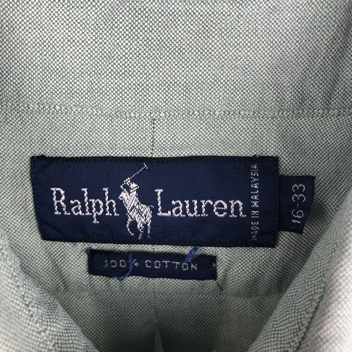 Ralph Lauren long-sleeved button-down shirt, Oxford fabric, men's size L (approx.) cotton Mint green Vintage Second Hand