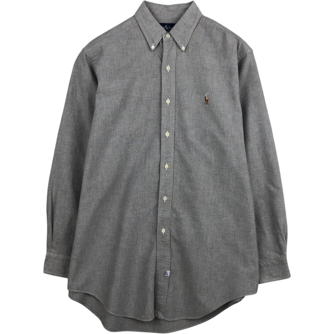 Ralph Lauren long sleeve button down shirt, men's size L cotton gray type Vintage Second Hand
