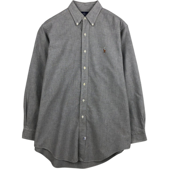 Ralph Lauren long sleeve button down shirt, men's size L cotton gray type Vintage Second Hand