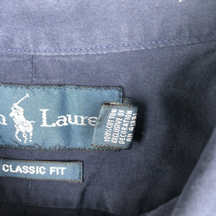 Ralph Lauren Classic Fit Long Sleeve Button Down Shirt Men's XXL cotton navy blue type Vintage Second Hand