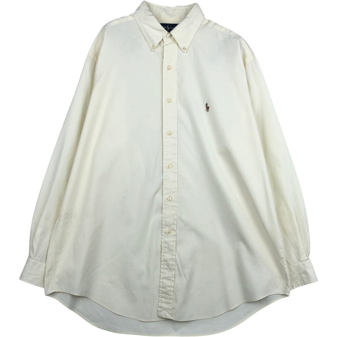 Ralph Lauren YARMOUTH long sleeve button down shirt, men's size L cotton Beige type Vintage Second Hand