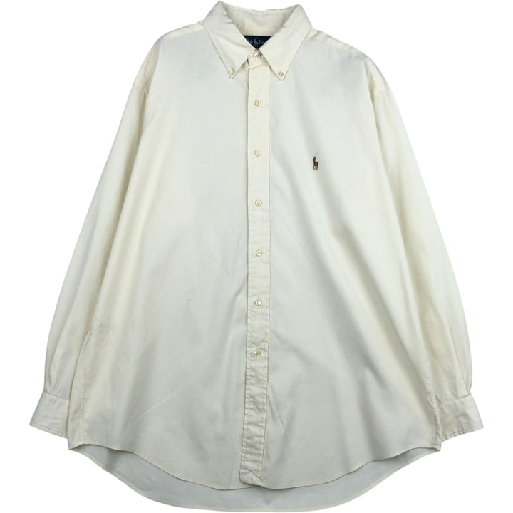 Ralph Lauren YARMOUTH long sleeve button down shirt, men's size L cotton Beige type Vintage Second Hand
