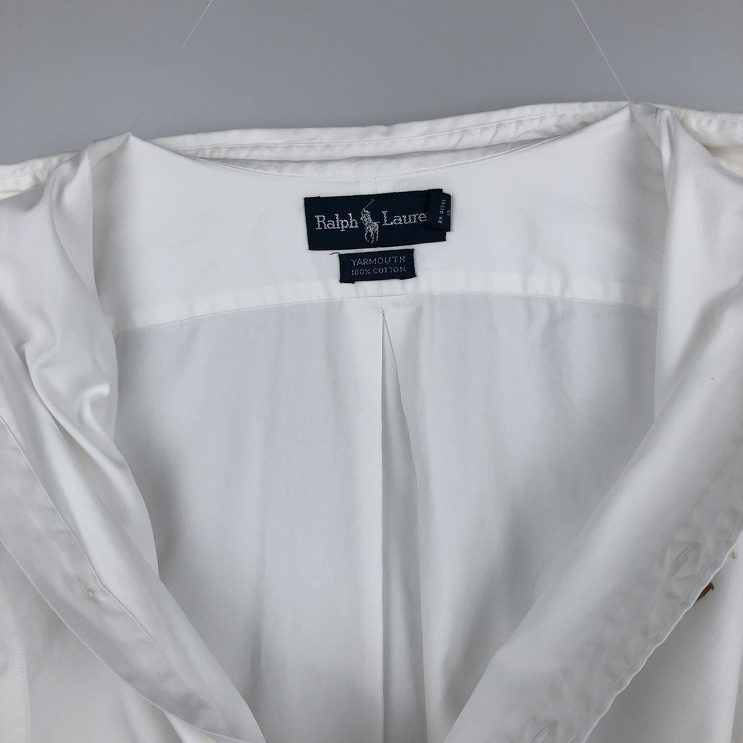 Ralph Lauren YARMOUTH long sleeve button down shirt, men's XL size cotton white type Vintage Second Hand