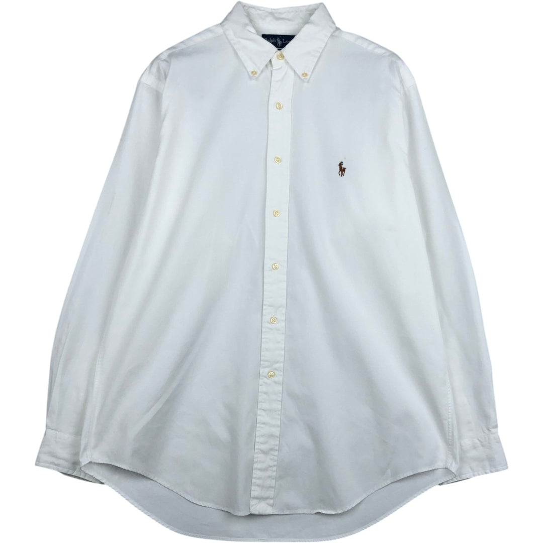 Ralph Lauren YARMOUTH long sleeve button down shirt, men's size L cotton white type Vintage Second Hand