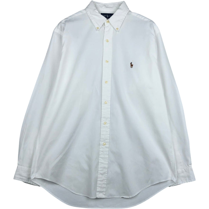 Ralph Lauren YARMOUTH long sleeve button down shirt, men's size L cotton white type Vintage Second Hand