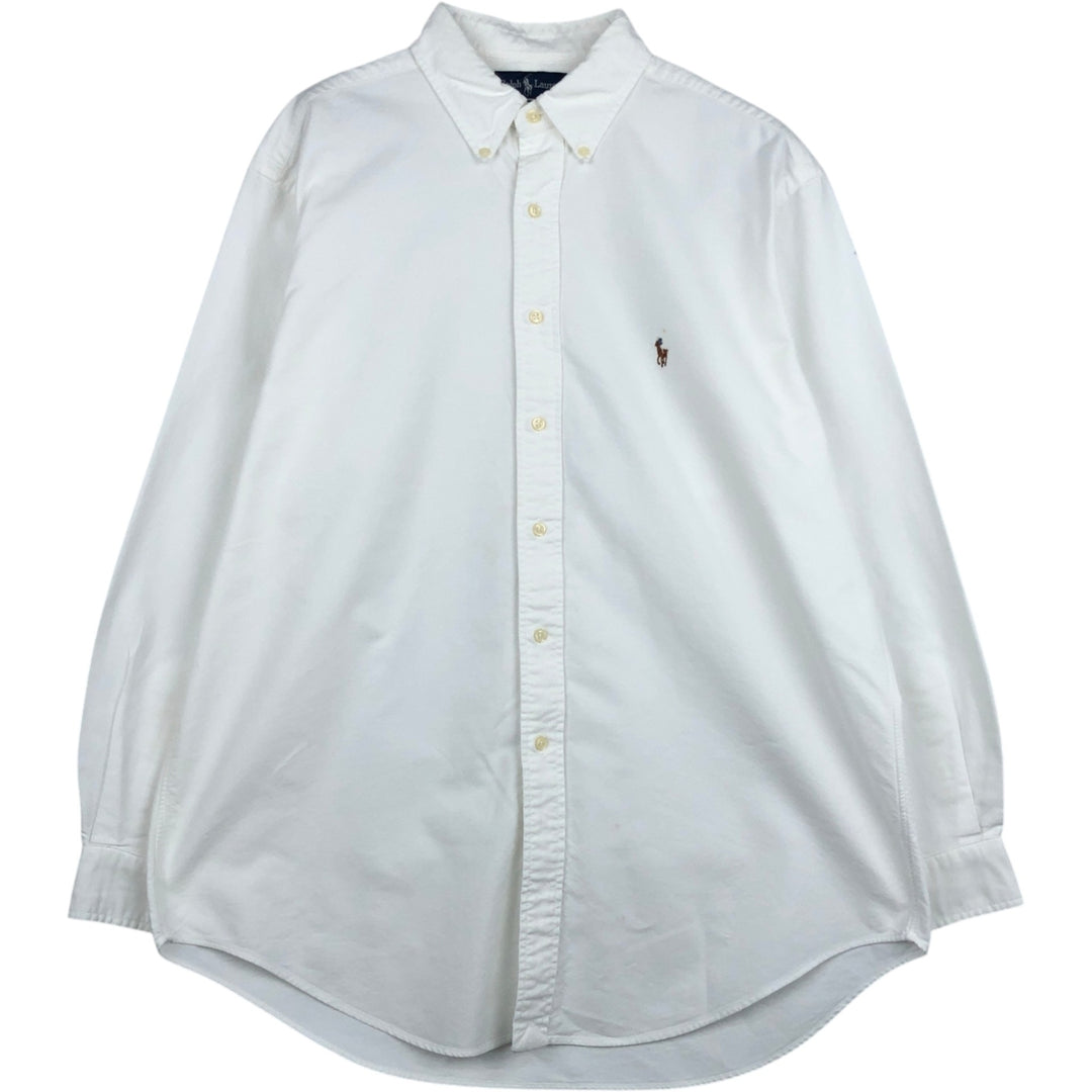 Ralph Lauren YARMOUTH long sleeve button down shirt, men's size L cotton white type Vintage Second Hand