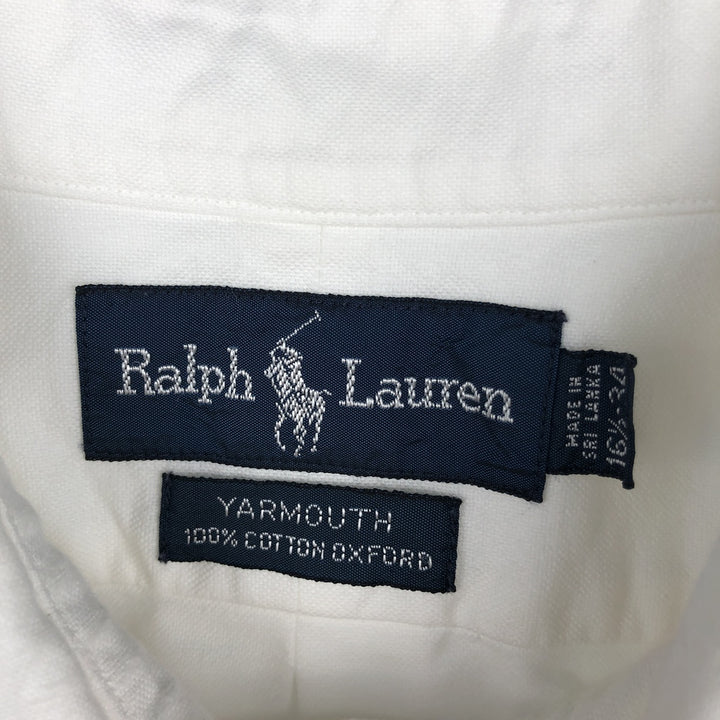Ralph Lauren YARMOUTH long sleeve button down shirt, men's size L cotton white type Vintage Second Hand