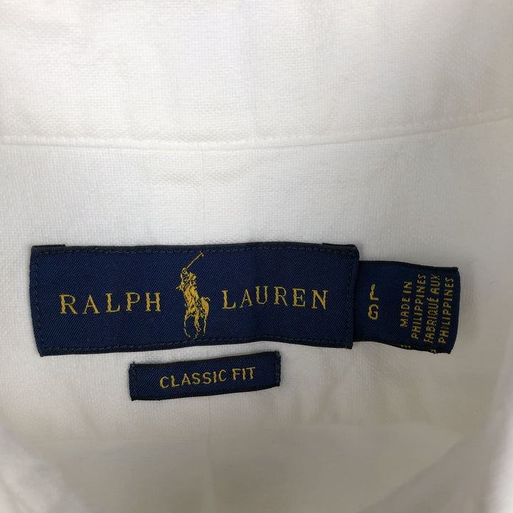 Ralph Lauren Classic Fit Long Sleeve Button Down Shirt, Men's Size L cotton white type Vintage Second Hand
