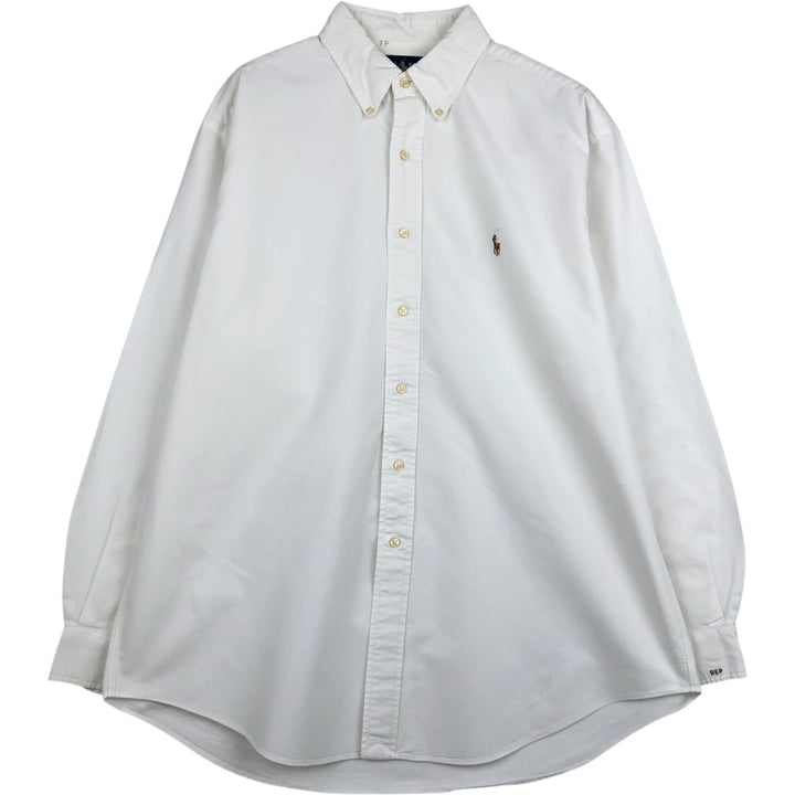 Ralph Lauren YARMOUTH long sleeve button down shirt, men's size L cotton white type Vintage Second Hand