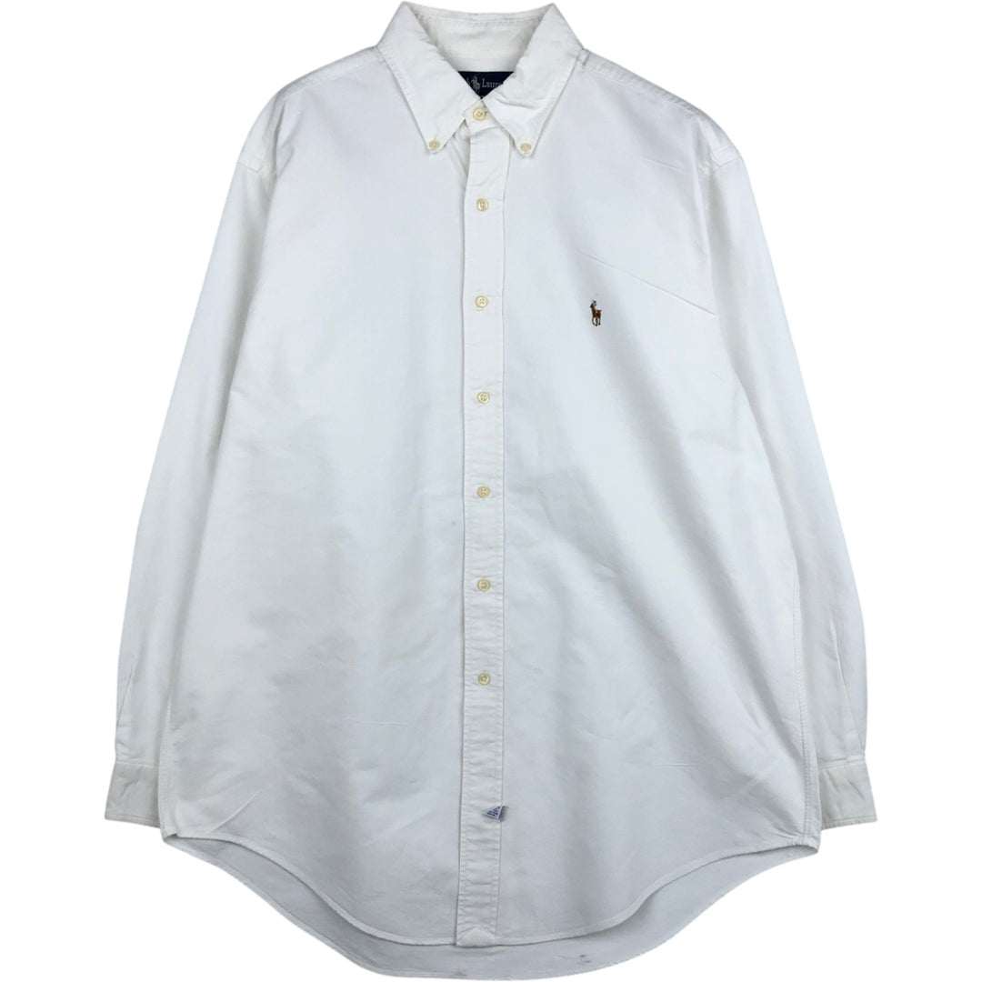 Ralph Lauren YARMOUTH long sleeve button down shirt, men's size L cotton white type Vintage Second Hand