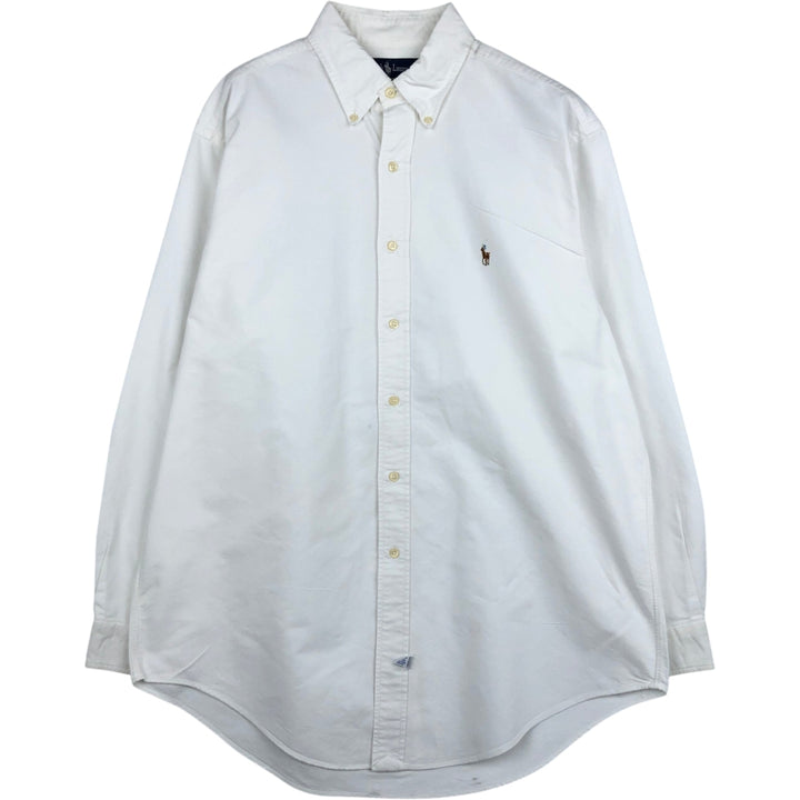 Ralph Lauren YARMOUTH long sleeve button down shirt, men's size L cotton white type Vintage Second Hand