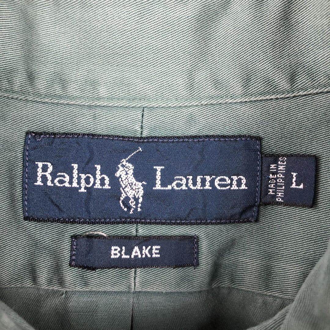 Ralph Lauren BLAKE long sleeve button down shirt, men's size L cotton green type Vintage Second Hand