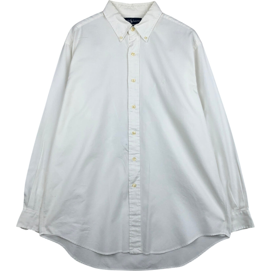 Ralph Lauren YARMOUTH long sleeve button down shirt, men's size L cotton white type Vintage Second Hand