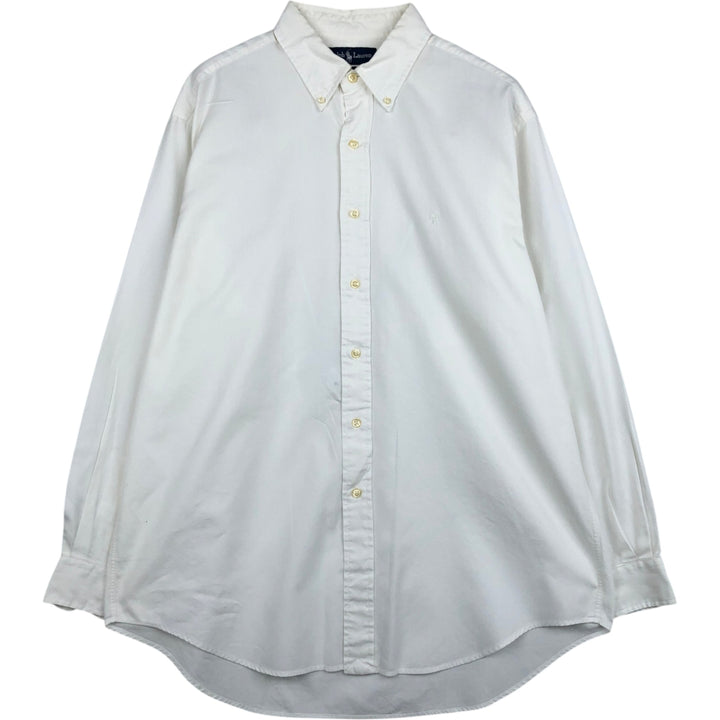 Ralph Lauren YARMOUTH long sleeve button down shirt, men's size L cotton white type Vintage Second Hand