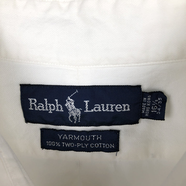 Ralph Lauren YARMOUTH long sleeve button down shirt, men's size L cotton white type Vintage Second Hand