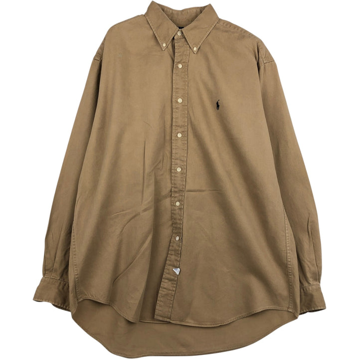 Ralph Lauren long sleeve button down shirt, men's size L cotton brown type Vintage Second Hand