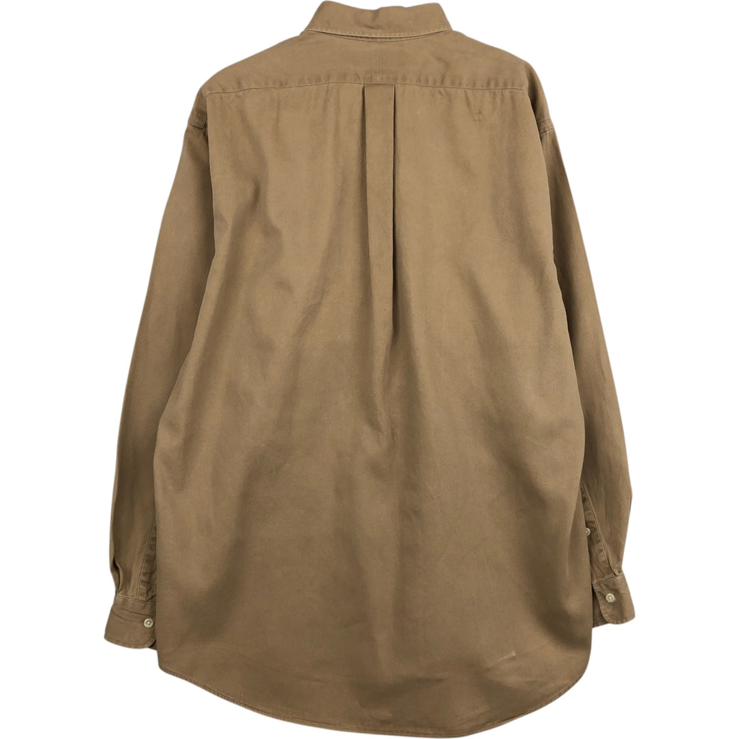 Ralph Lauren long sleeve button down shirt, men's size L cotton brown type Vintage Second Hand