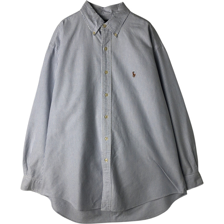 Ralph Lauren YARMOUTH Long Sleeve Button-Down Striped Shirt, Men's Size L cotton white type Vintage Second Hand