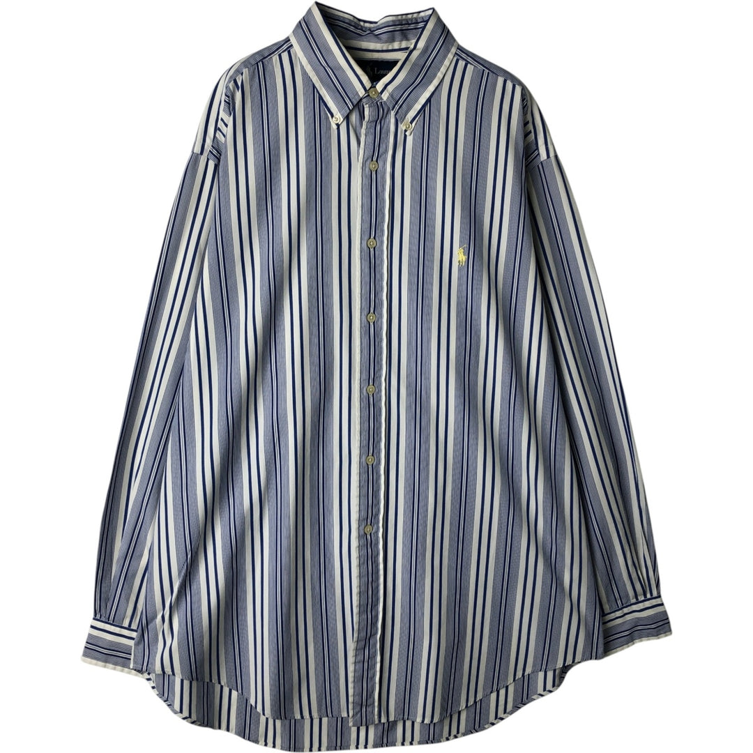 Ralph Lauren Classic Fit Multi-Stripe Long Sleeve Button-Down Striped Shirt, Men's Size L cotton white type Vintage Second Hand