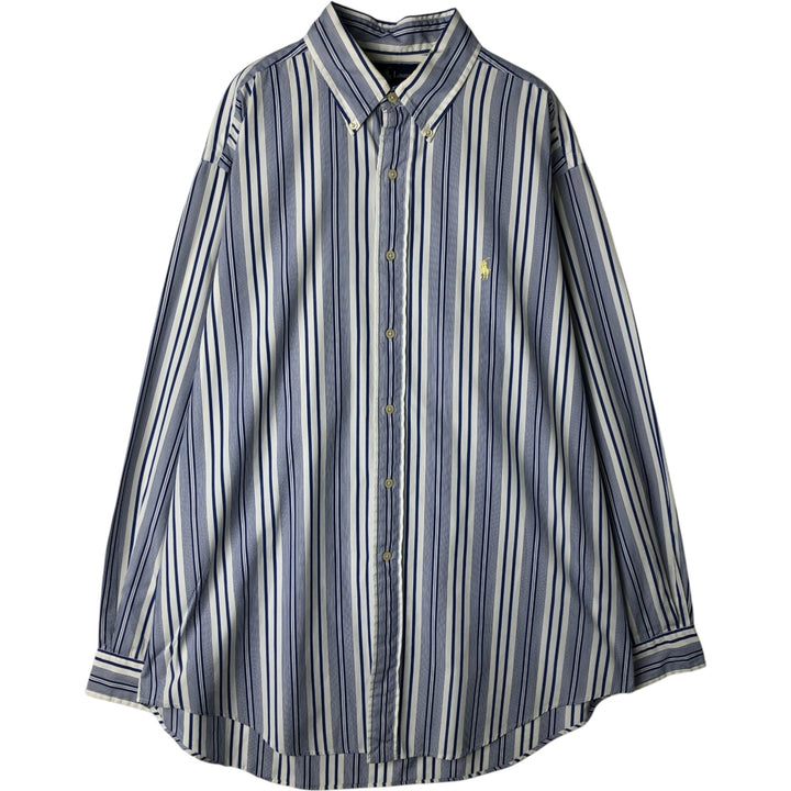 Ralph Lauren Classic Fit Multi-Stripe Long Sleeve Button-Down Striped Shirt, Men's Size L cotton white type Vintage Second Hand
