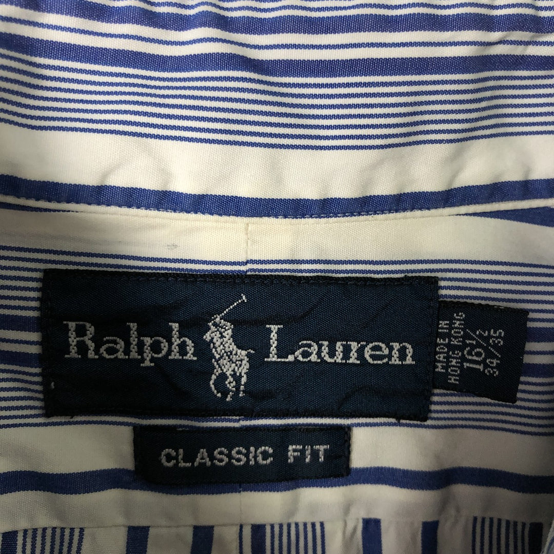 Ralph Lauren Classic Fit Multi-Stripe Long Sleeve Button-Down Striped Shirt, Men's Size L cotton white type Vintage Second Hand