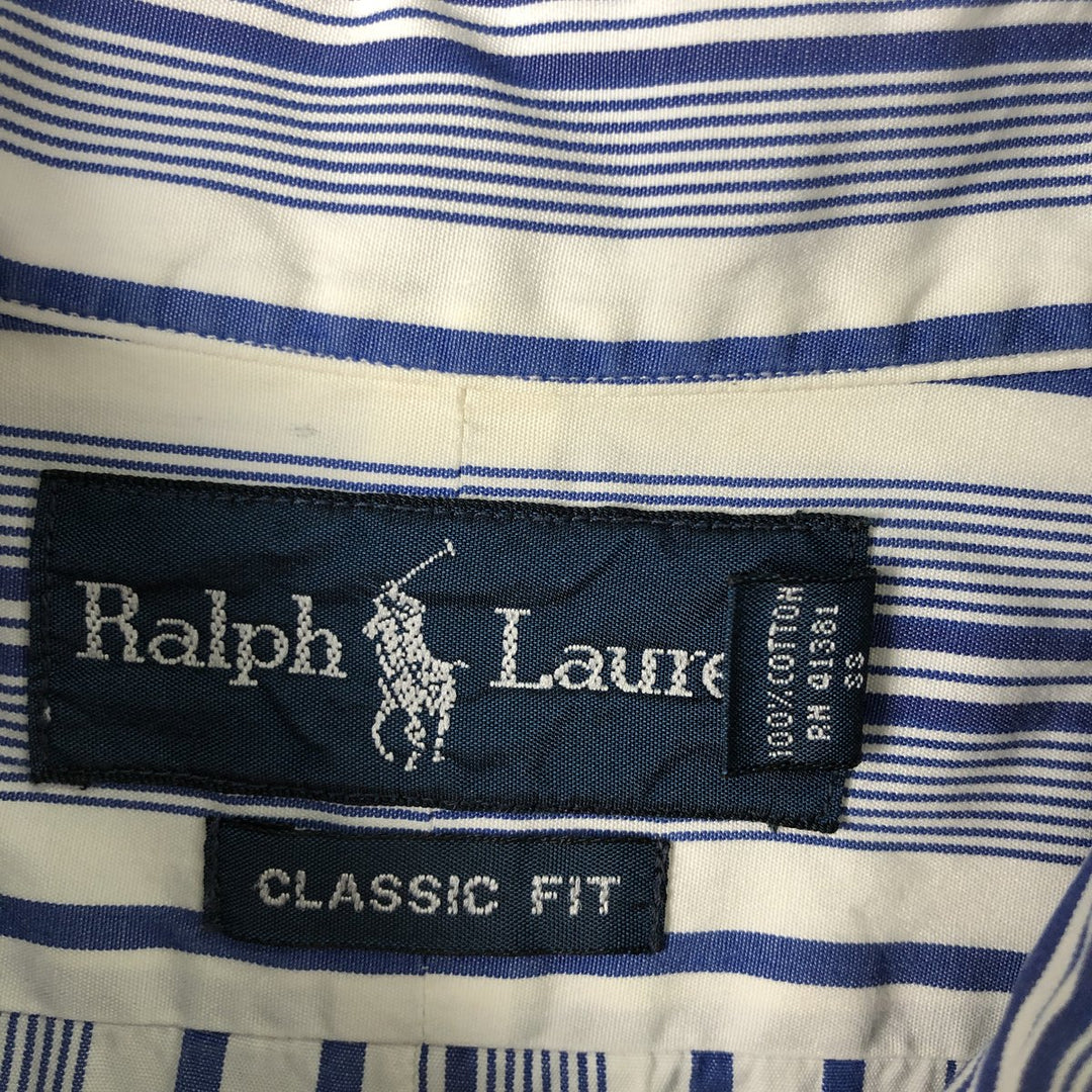 Ralph Lauren Classic Fit Multi-Stripe Long Sleeve Button-Down Striped Shirt, Men's Size L cotton white type Vintage Second Hand