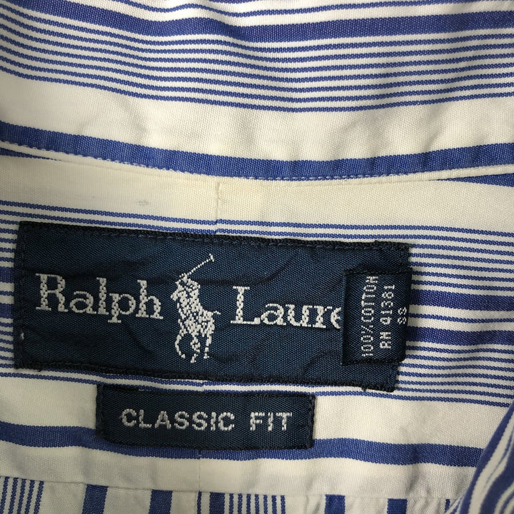 Ralph Lauren Classic Fit Multi-Stripe Long Sleeve Button-Down Striped Shirt, Men's Size L cotton white type Vintage Second Hand