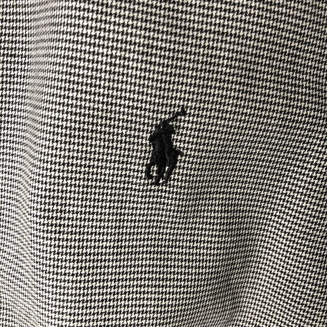 Ralph Lauren YARMOUTH Houndstooth Pattern Long Sleeve Button Down Shirt Men's L size cotton white type Vintage Second Hand