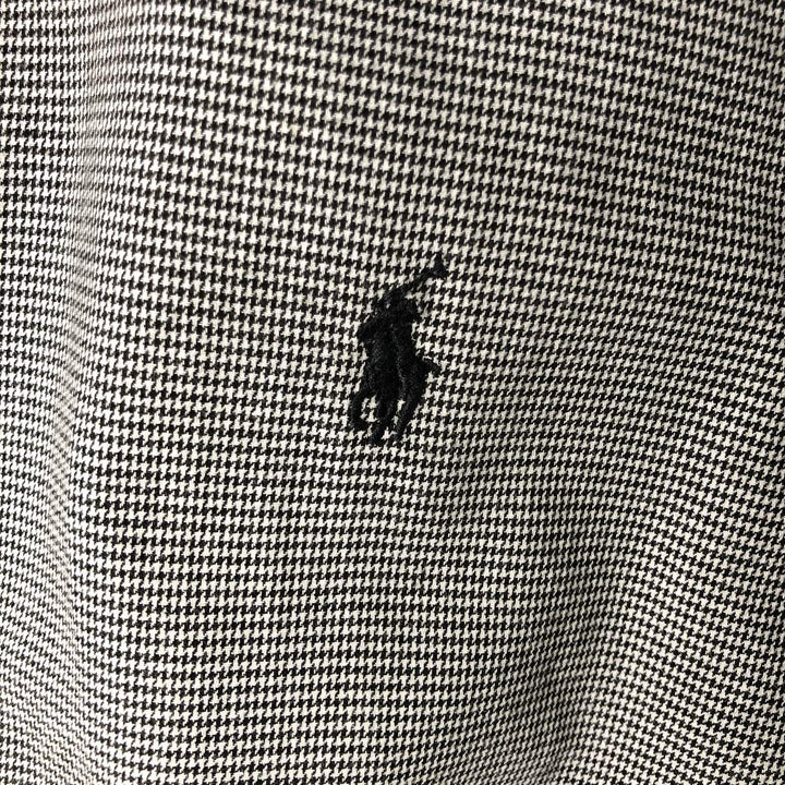 Ralph Lauren YARMOUTH Houndstooth Pattern Long Sleeve Button Down Shirt Men's L size cotton white type Vintage Second Hand