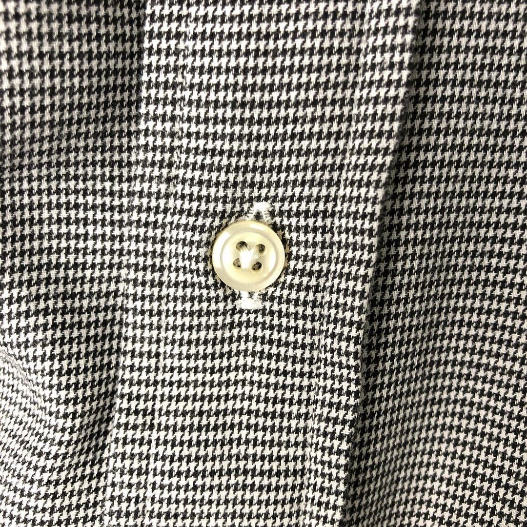 Ralph Lauren YARMOUTH Houndstooth Pattern Long Sleeve Button Down Shirt Men's L size cotton white type Vintage Second Hand