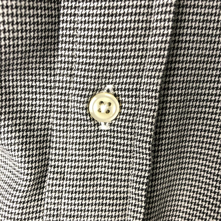 Ralph Lauren YARMOUTH Houndstooth Pattern Long Sleeve Button Down Shirt Men's L size cotton white type Vintage Second Hand