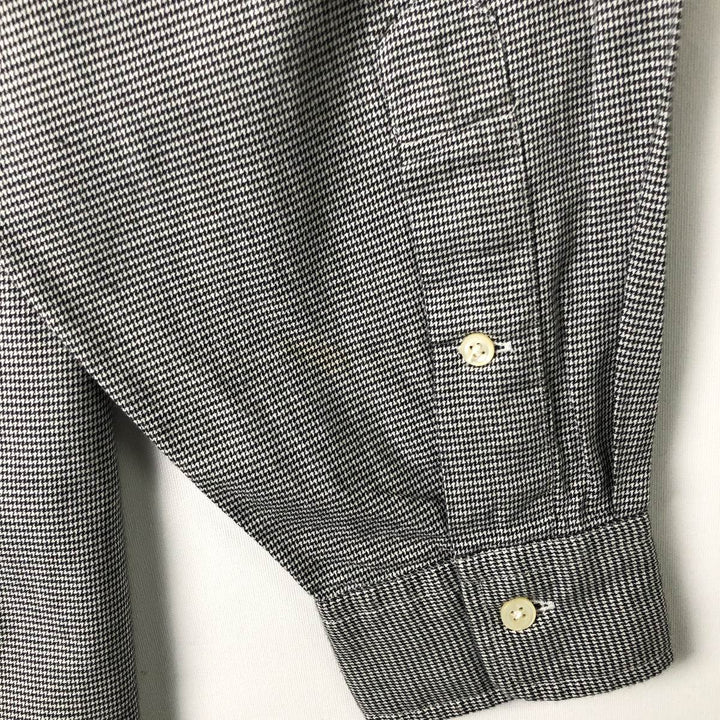 Ralph Lauren YARMOUTH Houndstooth Pattern Long Sleeve Button Down Shirt Men's L size cotton white type Vintage Second Hand