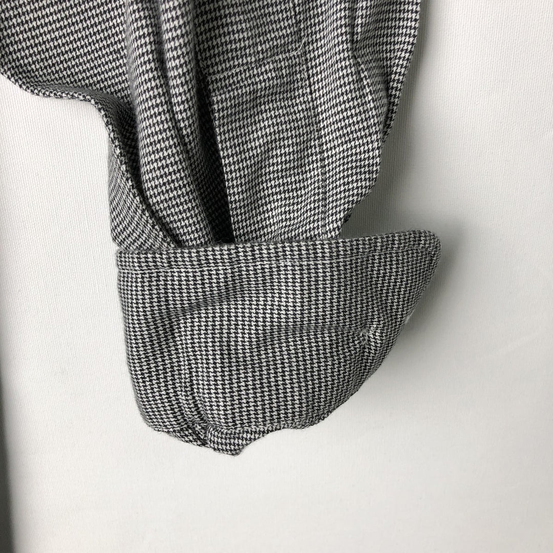 Ralph Lauren YARMOUTH Houndstooth Pattern Long Sleeve Button Down Shirt Men's L size cotton white type Vintage Second Hand