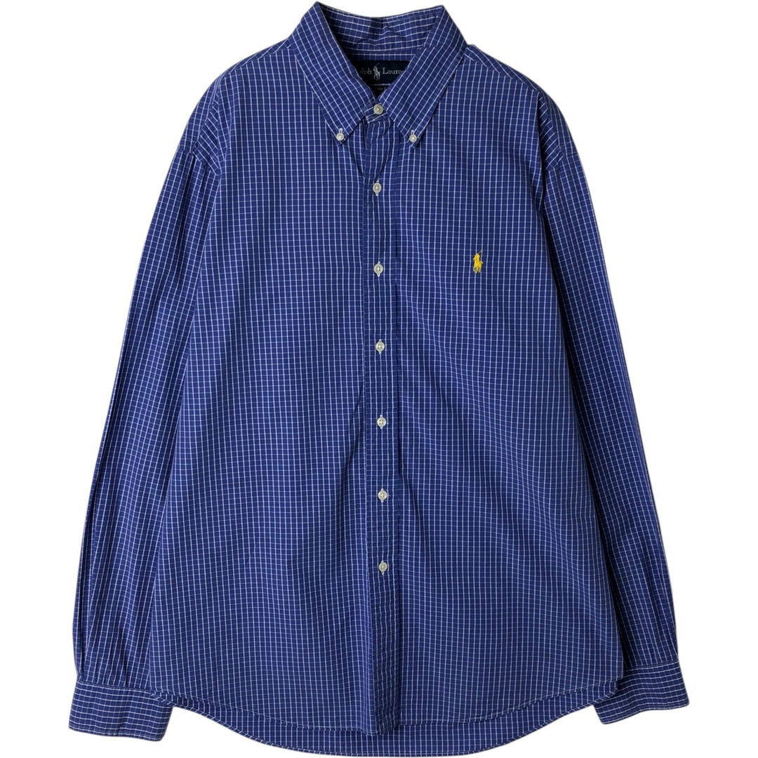 Ralph Lauren CUSTOM FIT long sleeve button down check shirt men's XL size cotton blue type Vintage Second Hand