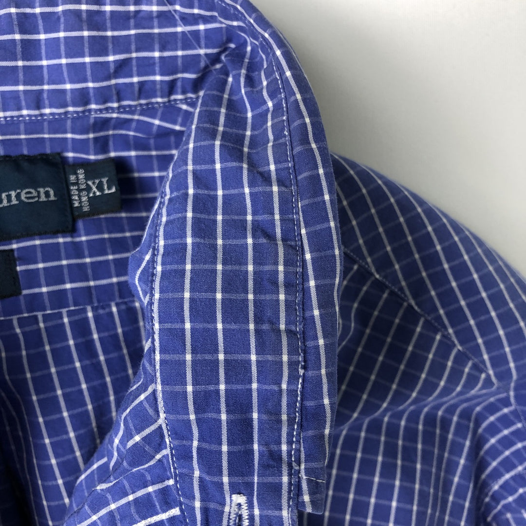 Ralph Lauren CUSTOM FIT long sleeve button down check shirt men's XL size cotton blue type Vintage Second Hand