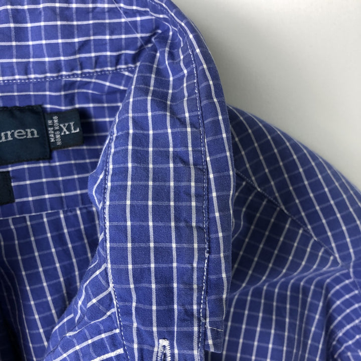 Ralph Lauren CUSTOM FIT long sleeve button down check shirt men's XL size cotton blue type Vintage Second Hand