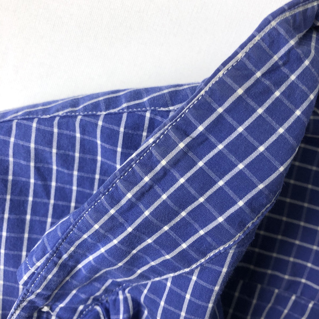 Ralph Lauren CUSTOM FIT long sleeve button down check shirt men's XL size cotton blue type Vintage Second Hand