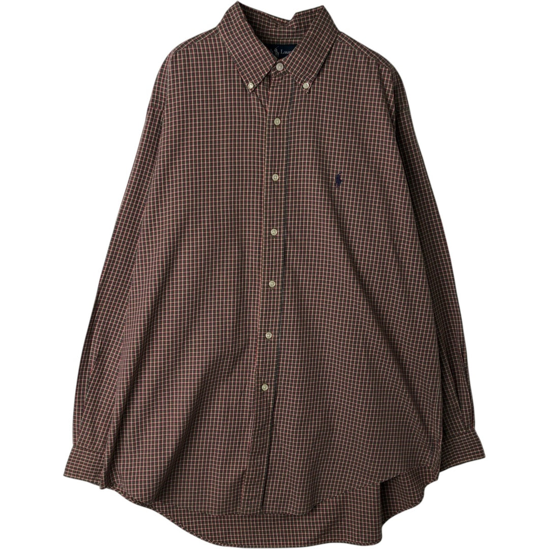 Ralph Lauren Classic Fit Long Sleeve Button Down Check Shirt Men's Size L cotton Khaki type Vintage Second Hand