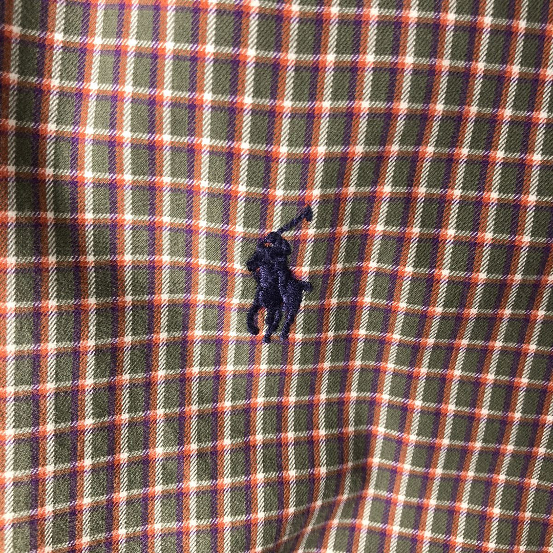 Ralph Lauren Classic Fit Long Sleeve Button Down Check Shirt Men's Size L cotton Khaki type Vintage Second Hand