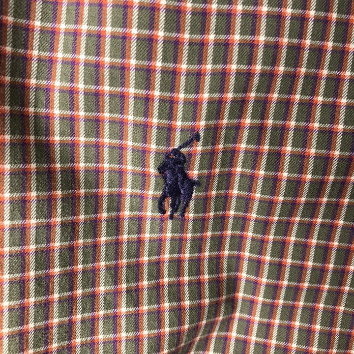 Ralph Lauren Classic Fit Long Sleeve Button Down Check Shirt Men's Size L cotton Khaki type Vintage Second Hand