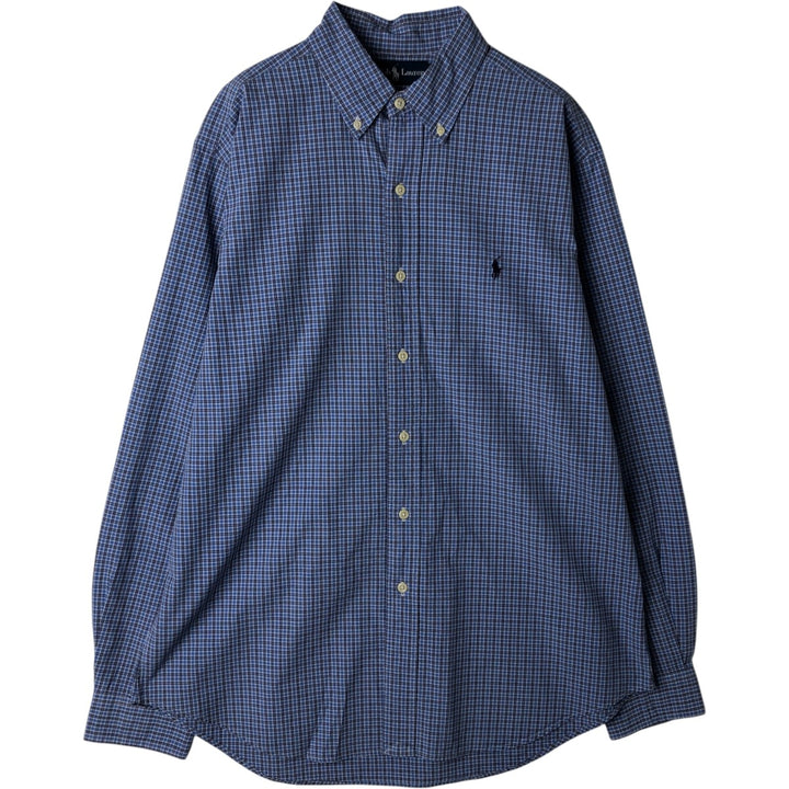 Ralph Lauren Classic Fit Long Sleeve Button Down Check Shirt Men's Size L cotton blue type Vintage Second Hand