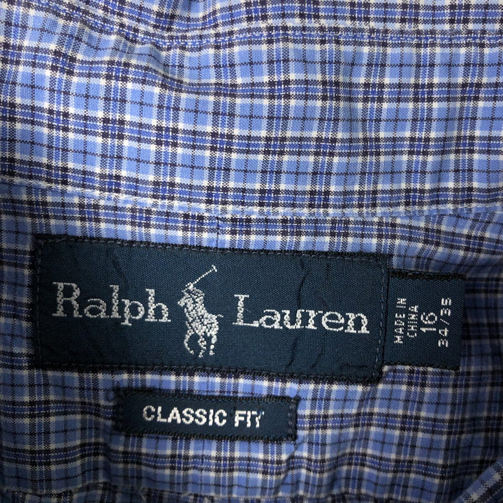 Ralph Lauren Classic Fit Long Sleeve Button Down Check Shirt Men's Size L cotton blue type Vintage Second Hand