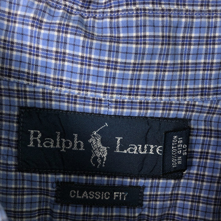 Ralph Lauren Classic Fit Long Sleeve Button Down Check Shirt Men's Size L cotton blue type Vintage Second Hand